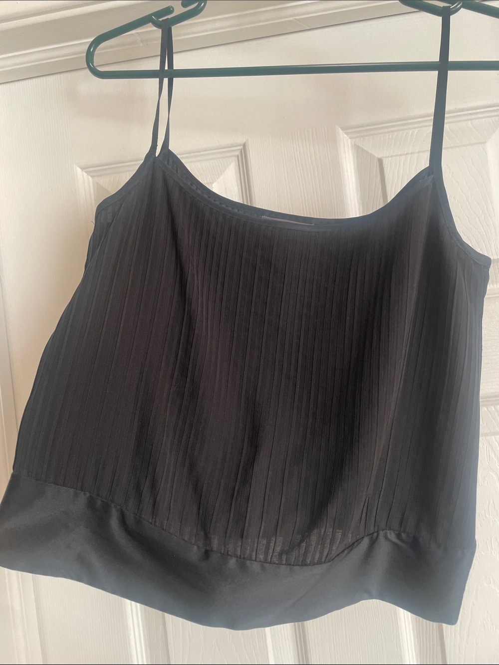100% Silk Black Pleated Cami Top Size M